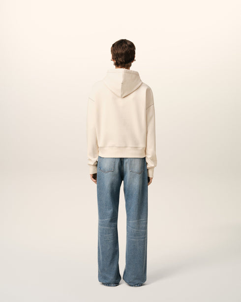 AMI PARIS Beige Cotton Hoodie Ami Signature Unisex Apparel